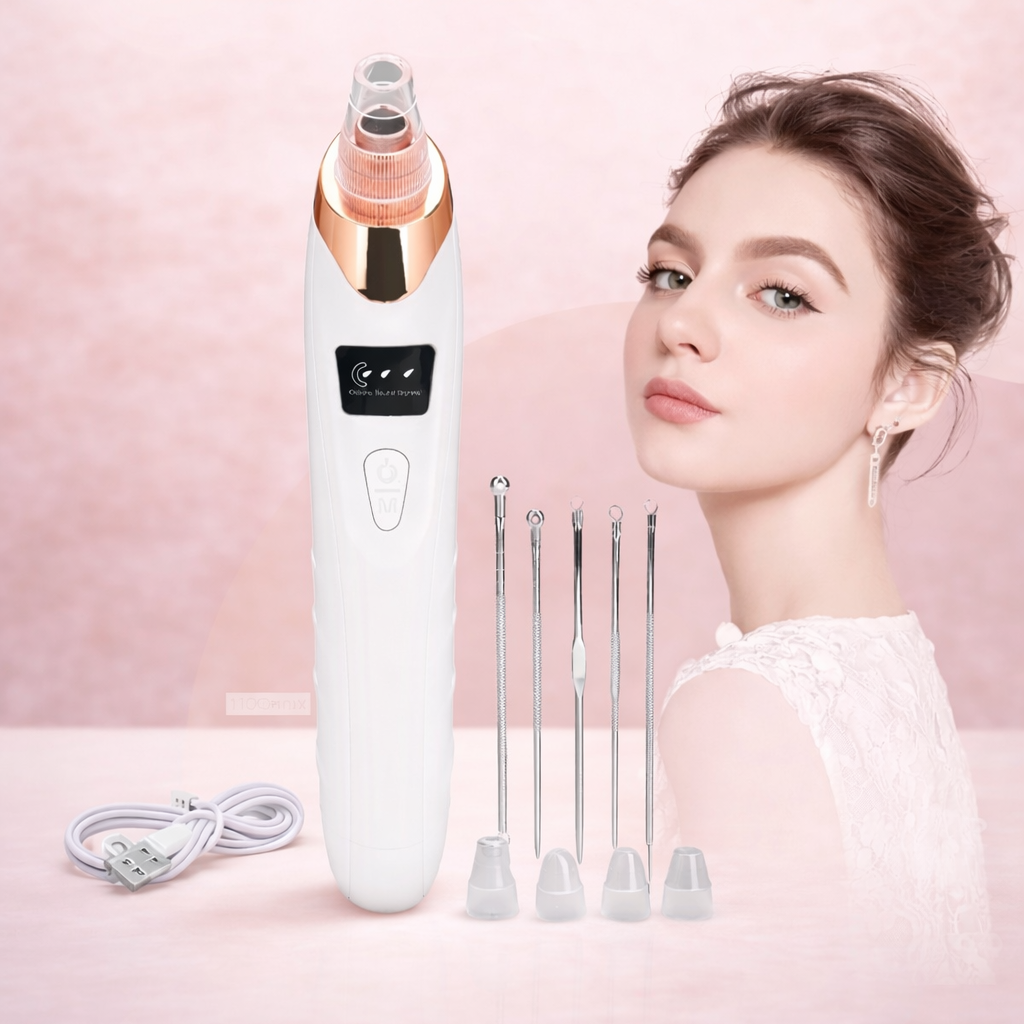 Korazi™ Precision Blackhead Remover Vacuum – Rechargeable Pore Cleaner with Multi-Level Suction & Extraction Kit